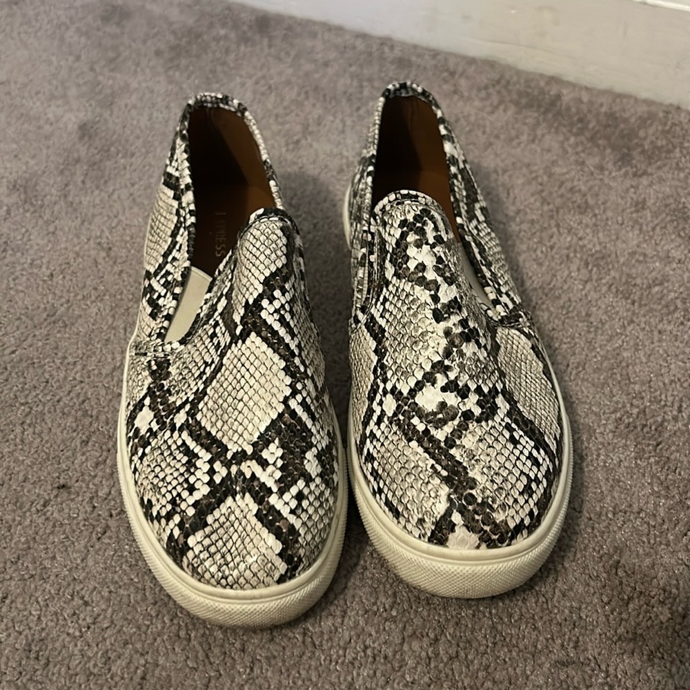 Express snake print slip on shoes